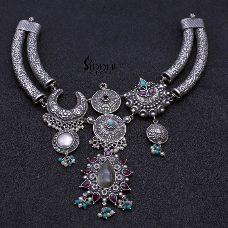 Silver hasli fusion necklace online