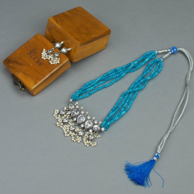 blue quartz tanmani necklace