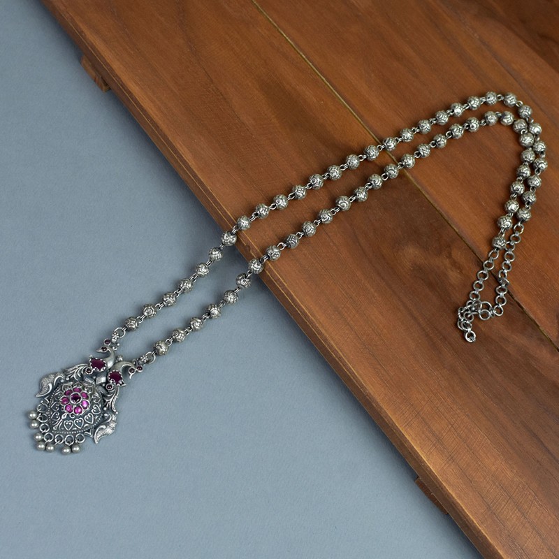 silver long mohanmal necklace design