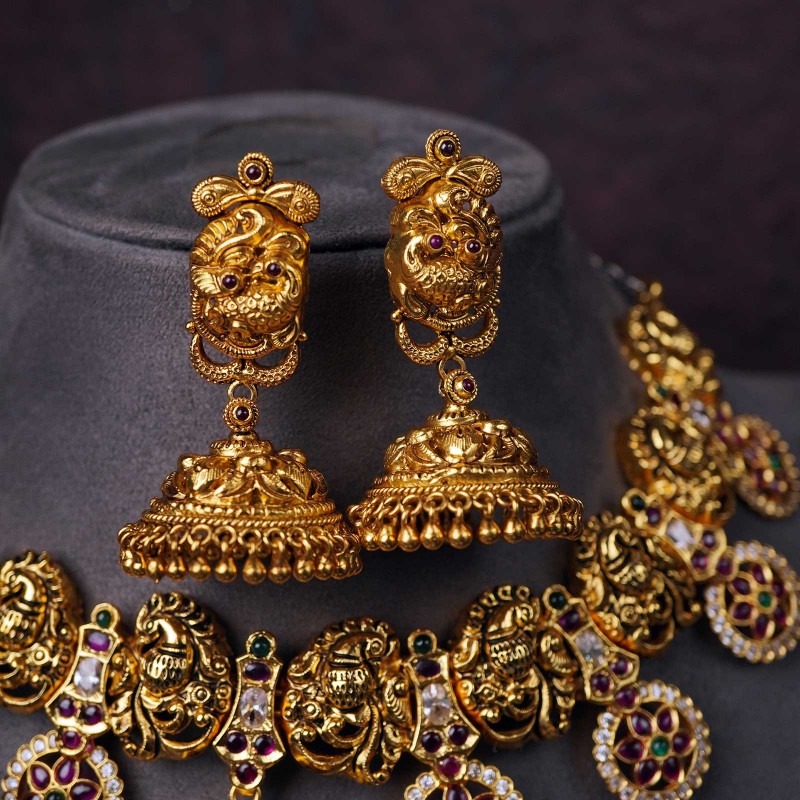 Gold plated silver nakash necklace with earrings
