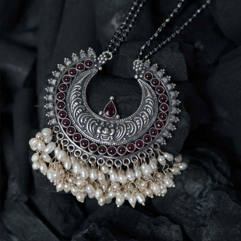 chandi ka mangalsutra with chandi ka pendant