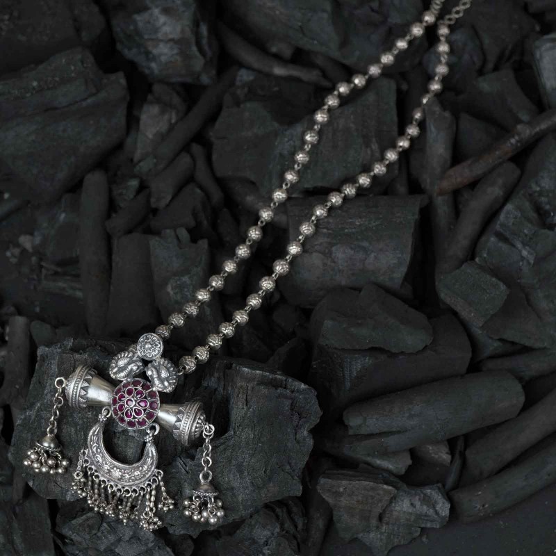 mohan mala necklace with exquisite silver pendant