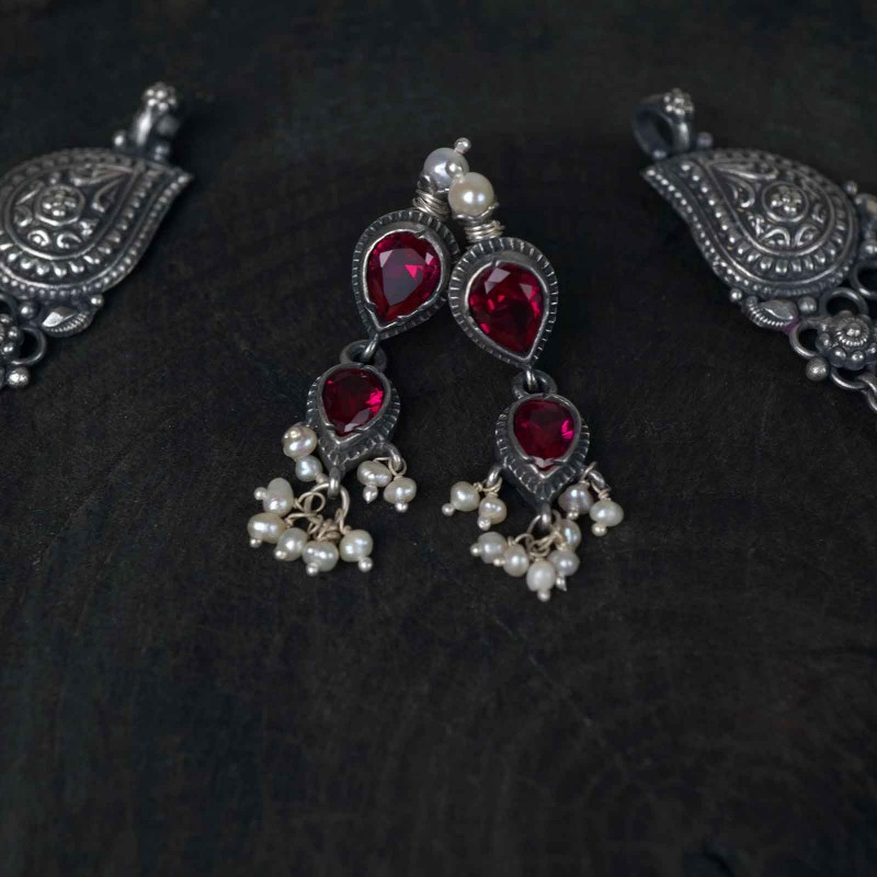 silver tanmani earrings