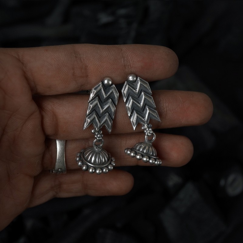 Oxidized Silver American Diamond Earrings ER054113014-sgquangbinhtourist.com.vn