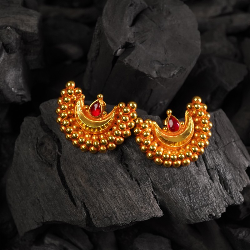 gold plated silver chandrakor earrings
