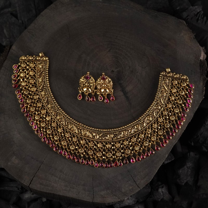 antique gold plated silver laffa necklace