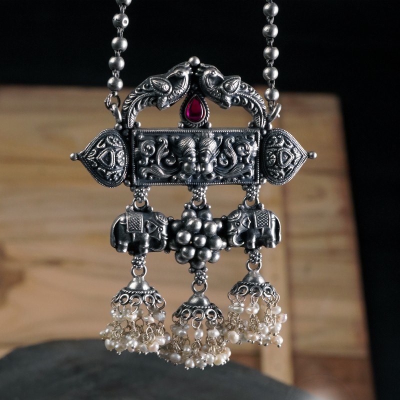 silver kirthimukh pendant