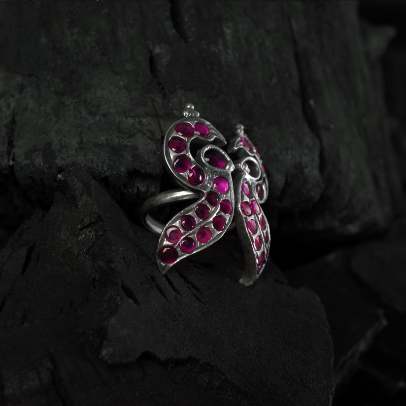 peacock silver ring