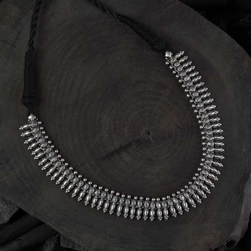 handmade silver chattai tribal necklace
