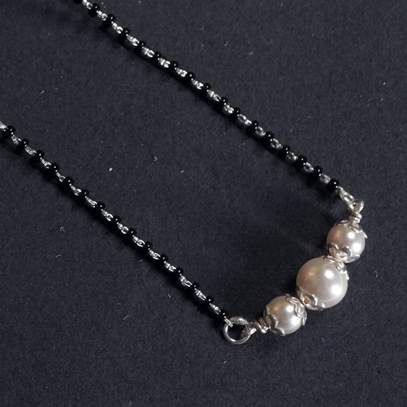 Silver mangalsutra with pearl drops