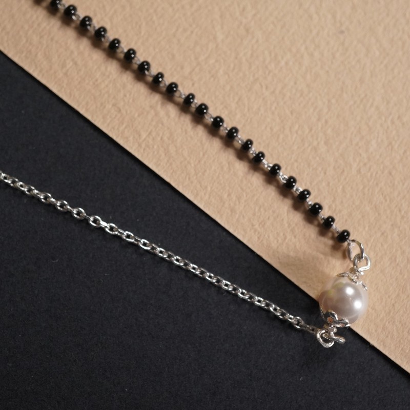 silver pearl mangalsutra