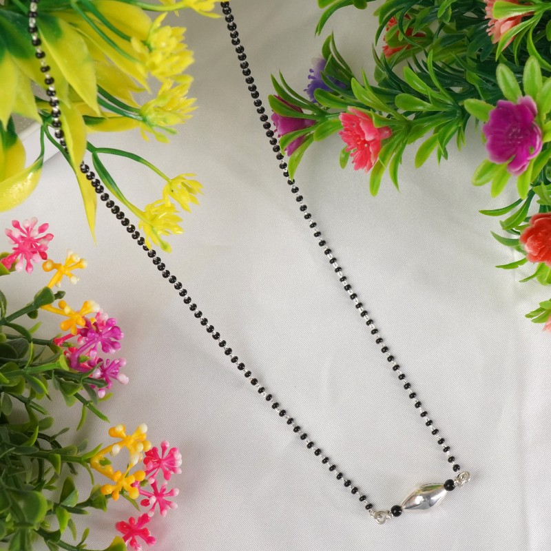 silver dholki beads mangalsutra design