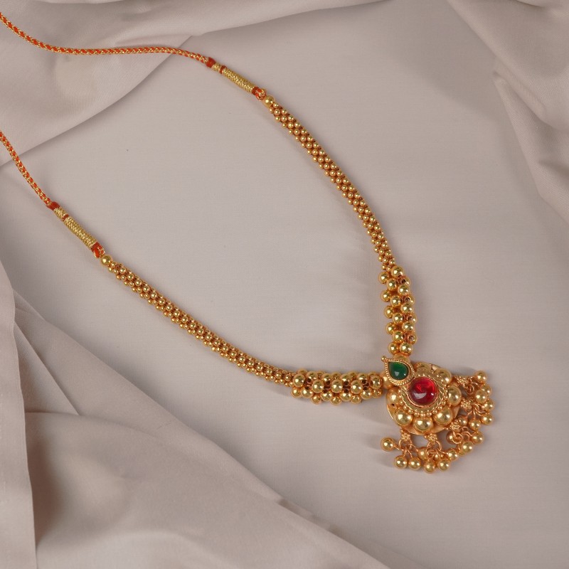 Gold Plated Kolhapuri thushi saaj ghat pendant | चांदीची कोल्हापुरी ठुशी