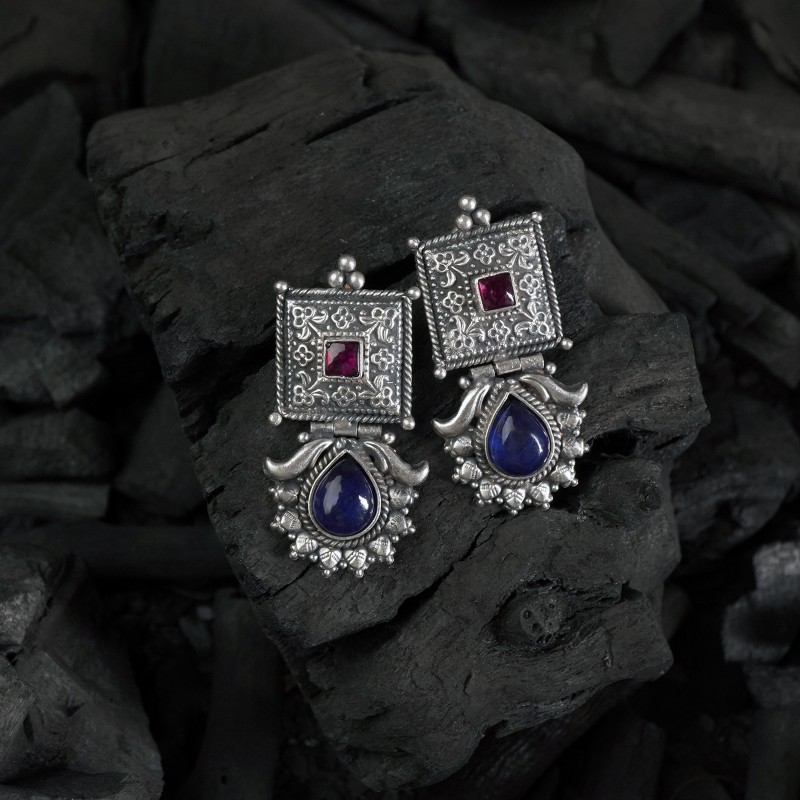 Silver Purple Earrings