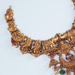 Antique gold plated pure silver temple necklace
