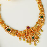 Antique gold plated temple necklace detail