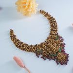 Antique gold plated temple necklace silver lakshmi