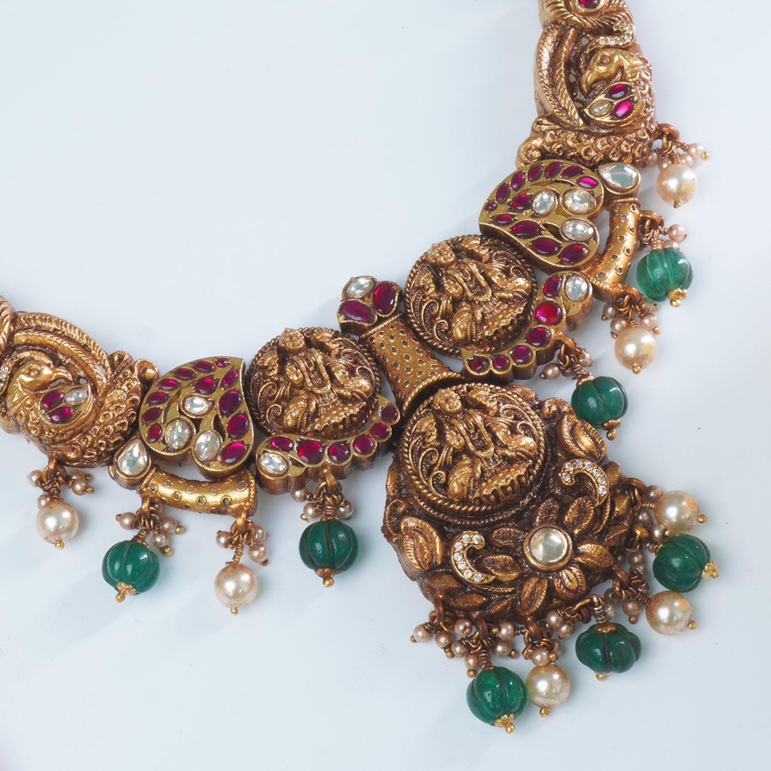 Antique nagas Laxmi cutting in 925 silver necklace