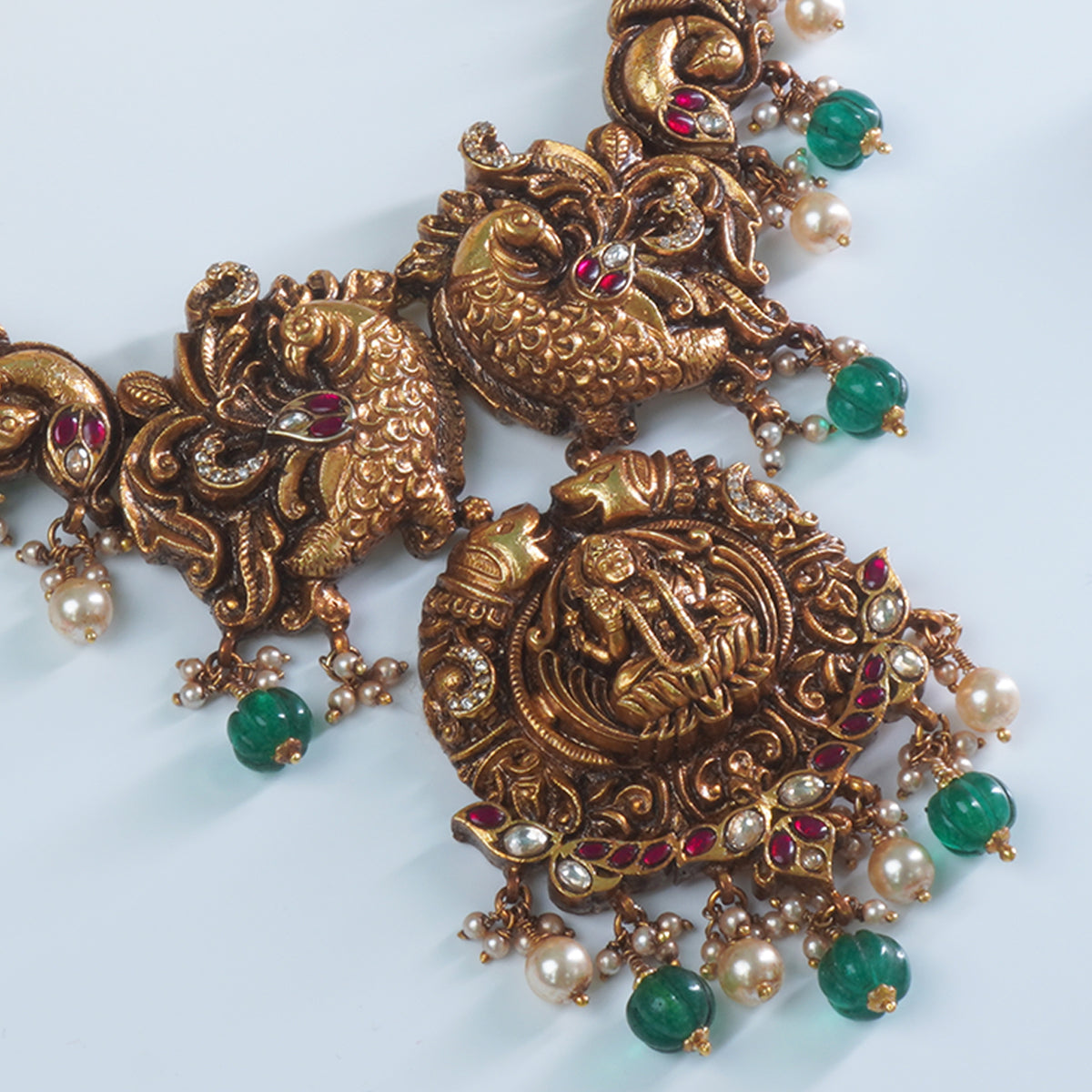 Antique nakashi work kundan silver necklace