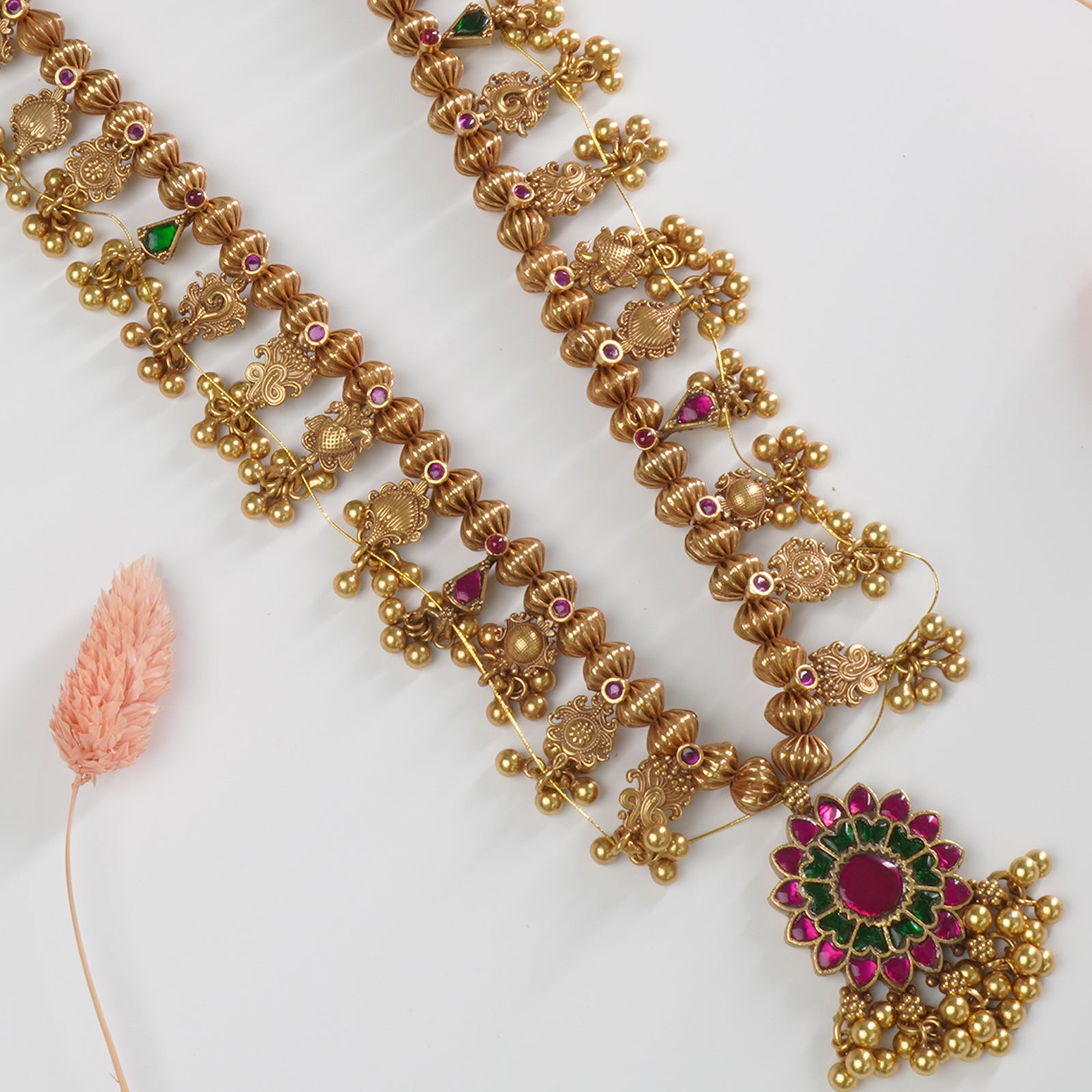 Fusion Kolhapuri Saaj necklace with Kundan work