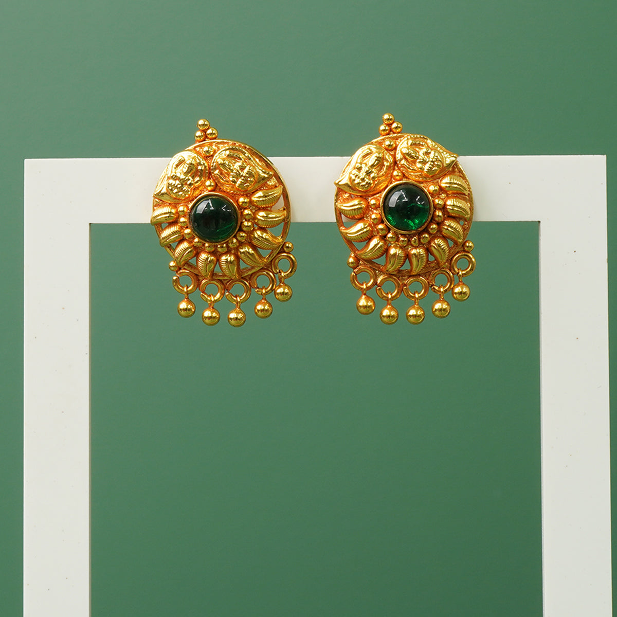 Gold look pure silver stud earrings
