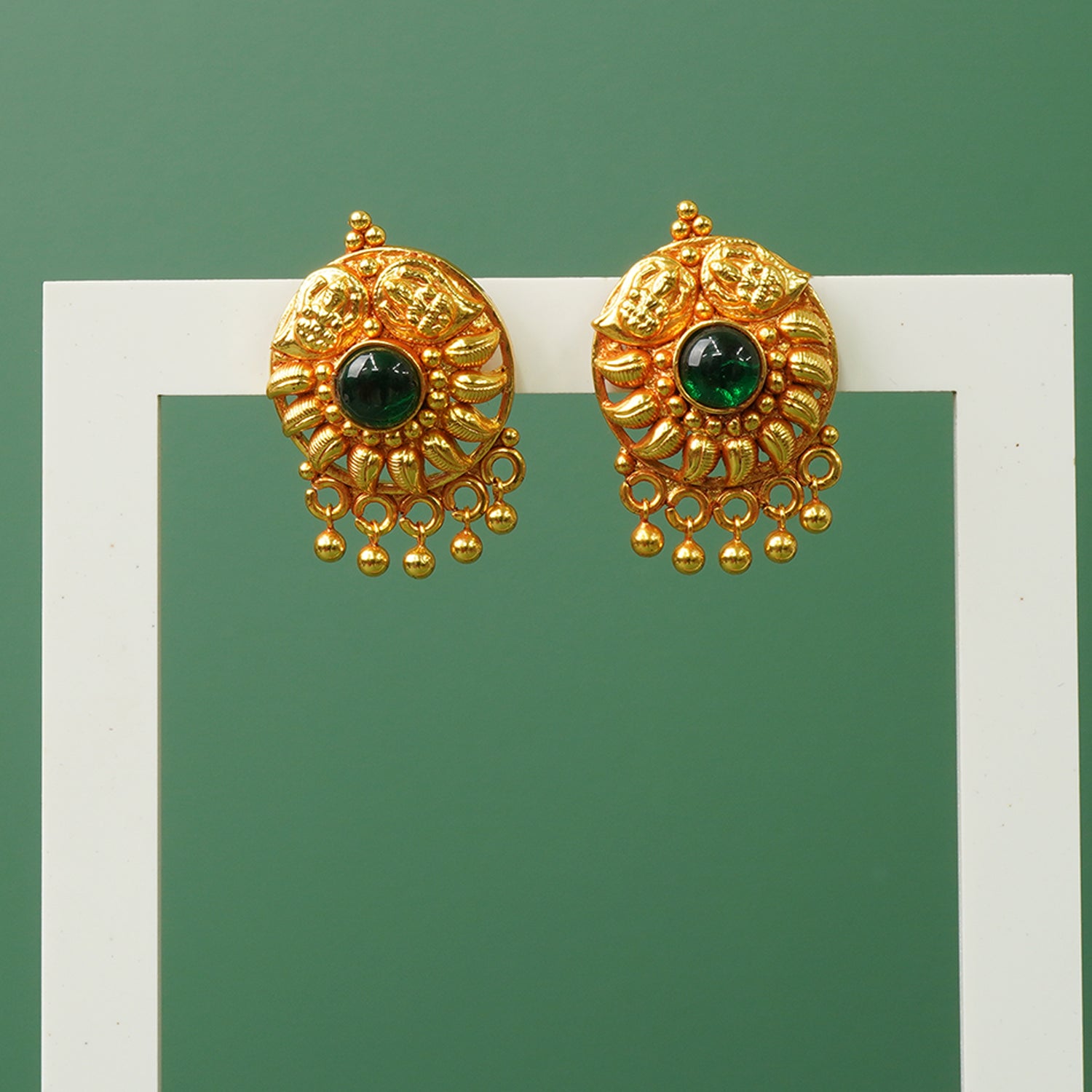 Gold look pure silver stud earrings