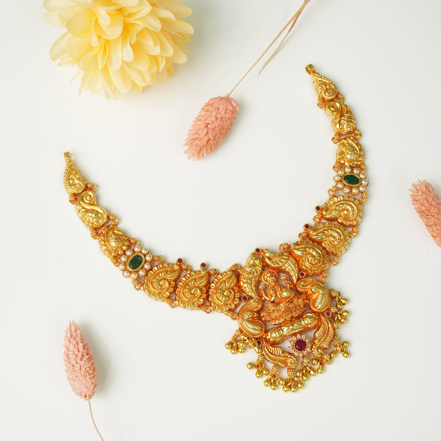 Gold look silver temple necklace