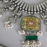 Gold plated filigree pendant silver necklace detail