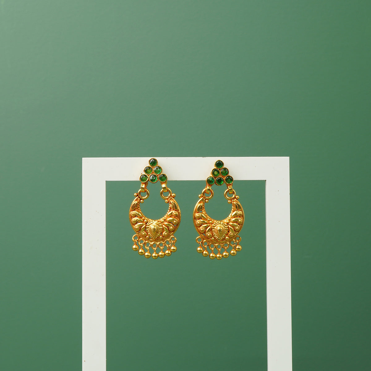 Gold plated pure 925 silver Chandbali Jhumka earrings