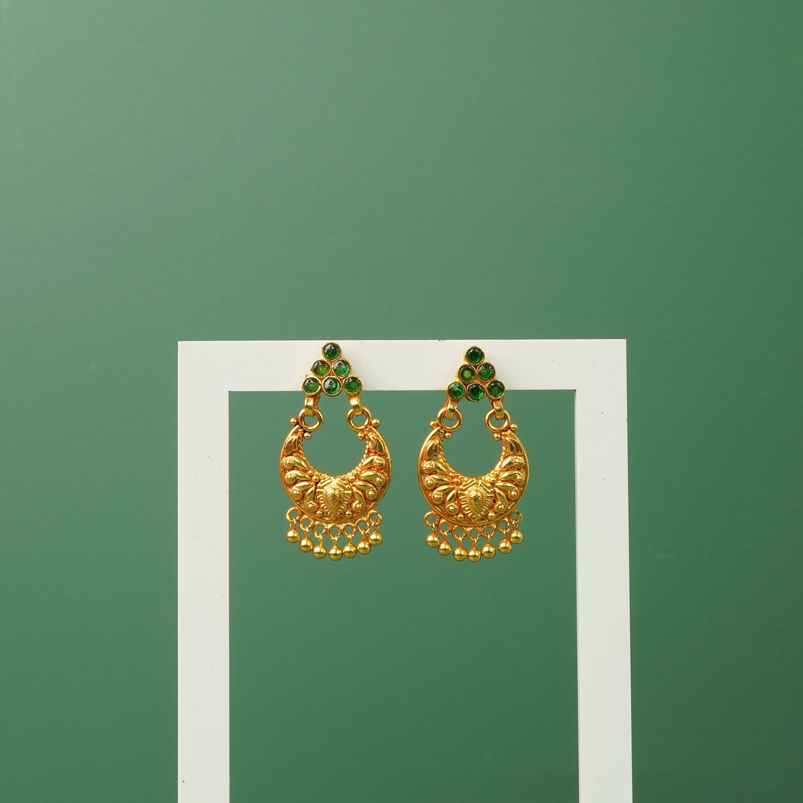 Gold plated pure 925 silver Chandbali Jhumka earrings