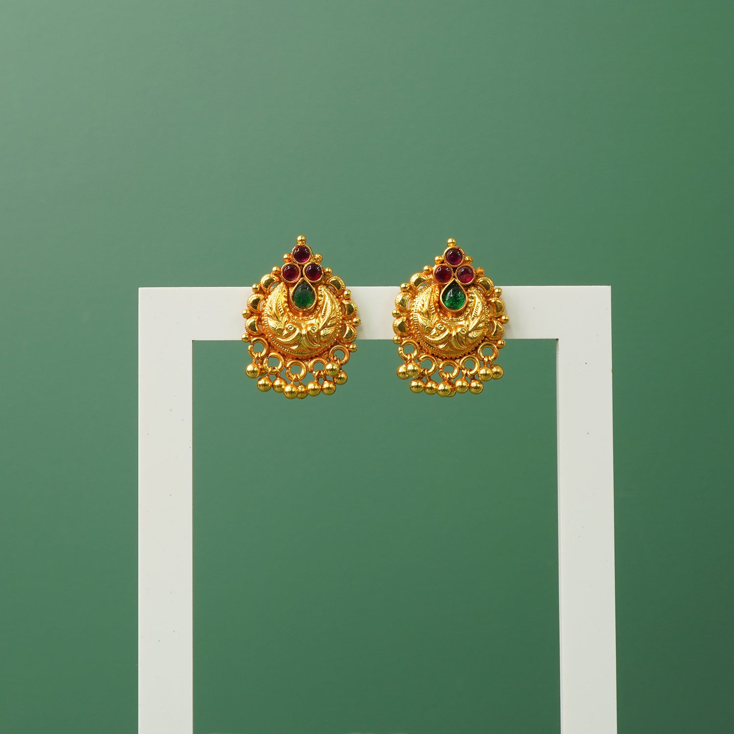 Gold plated pure 925 silver Chandbali earrings