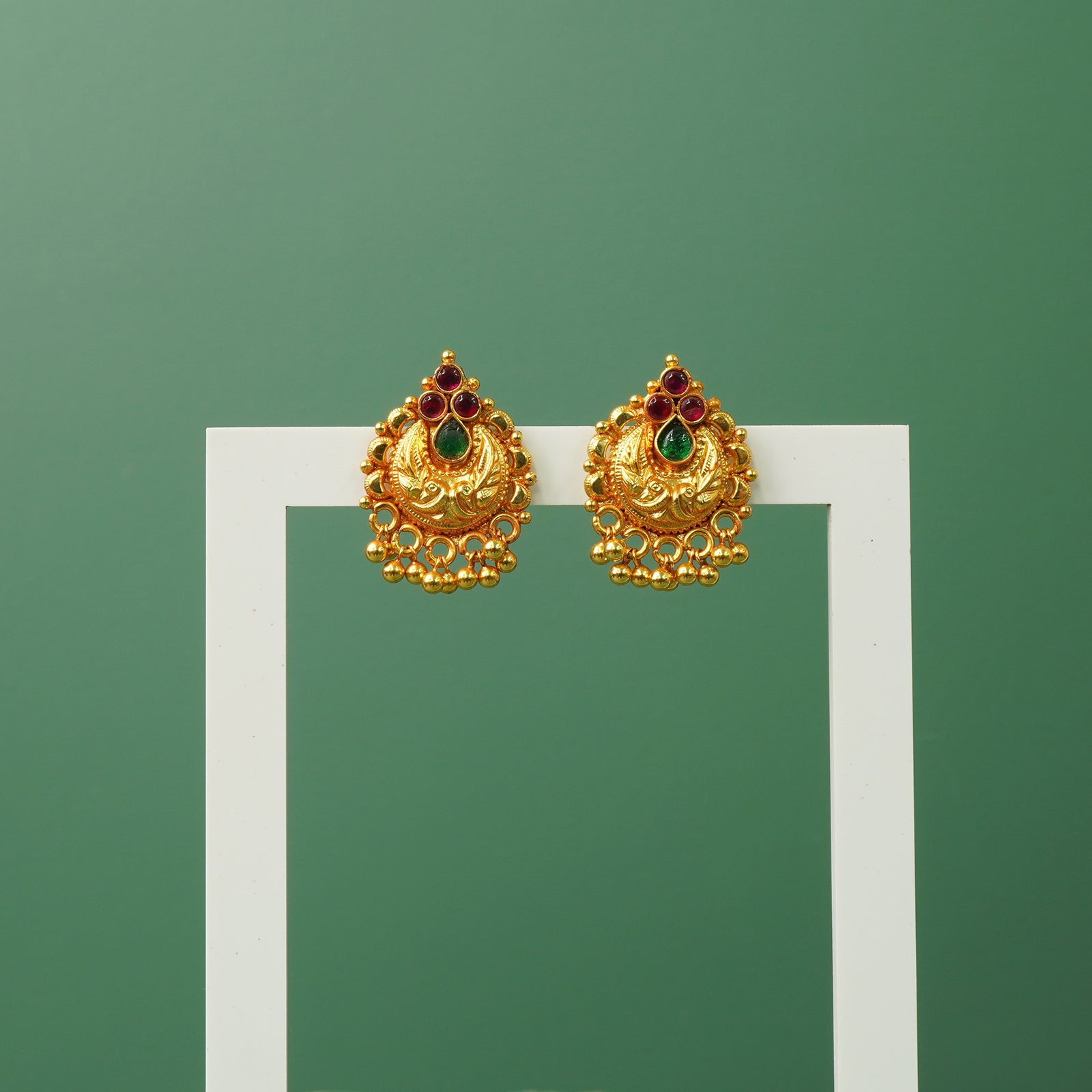 Gold plated pure 925 silver Chandbali earrings