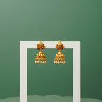 Gold plated pure silver Lakshmi jhumkas