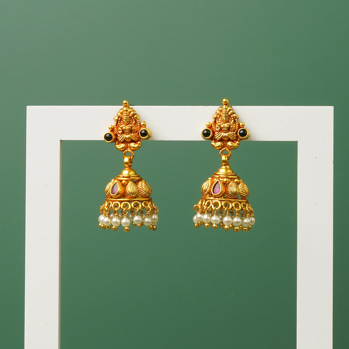 Gold plated pure silver jhumkas detail