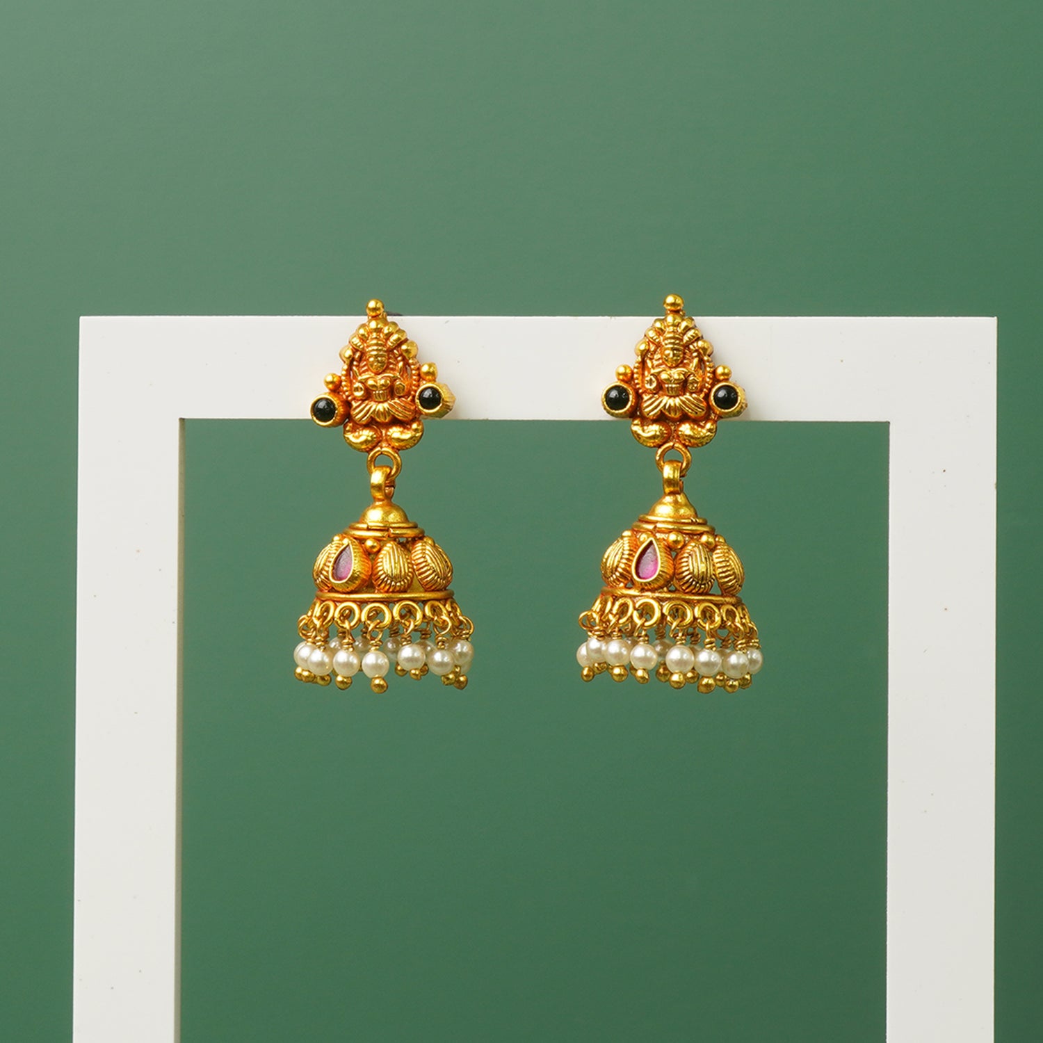 Gold plated pure silver jhumkas detail
