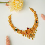 Gold plated pure silver temple choker necklace