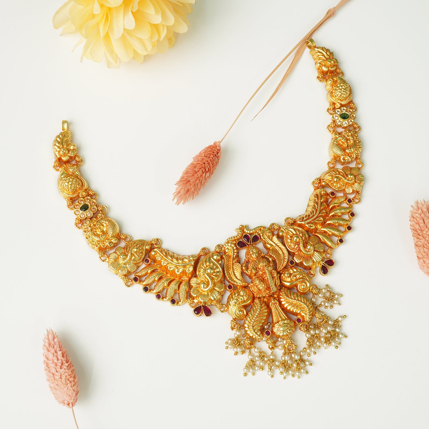 Gold plated silver Lakshmi necklace