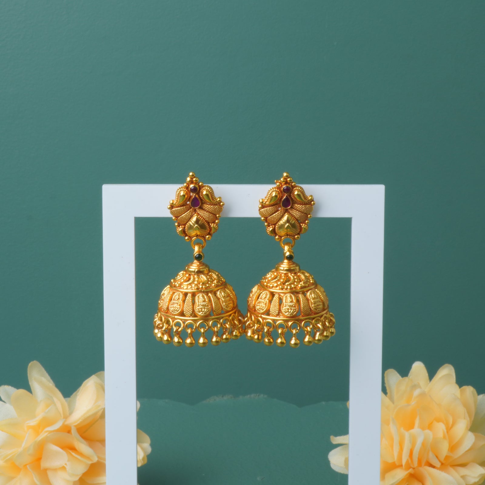 Gold plated silver jhumka gheru finish