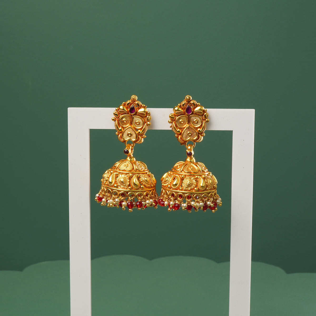 Gold plated silver jhumka gheru finish