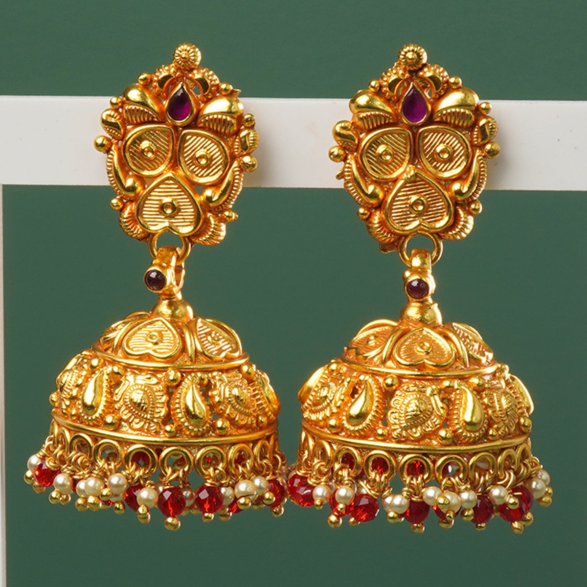 Gold plated silver jhumka wedding