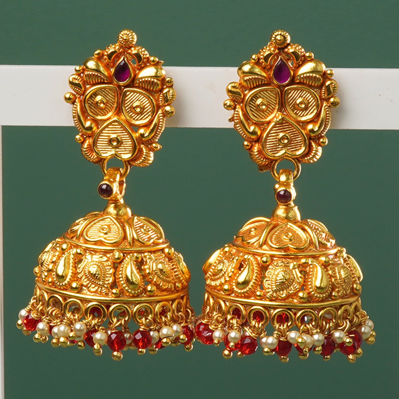 Gold plated silver jhumka wedding