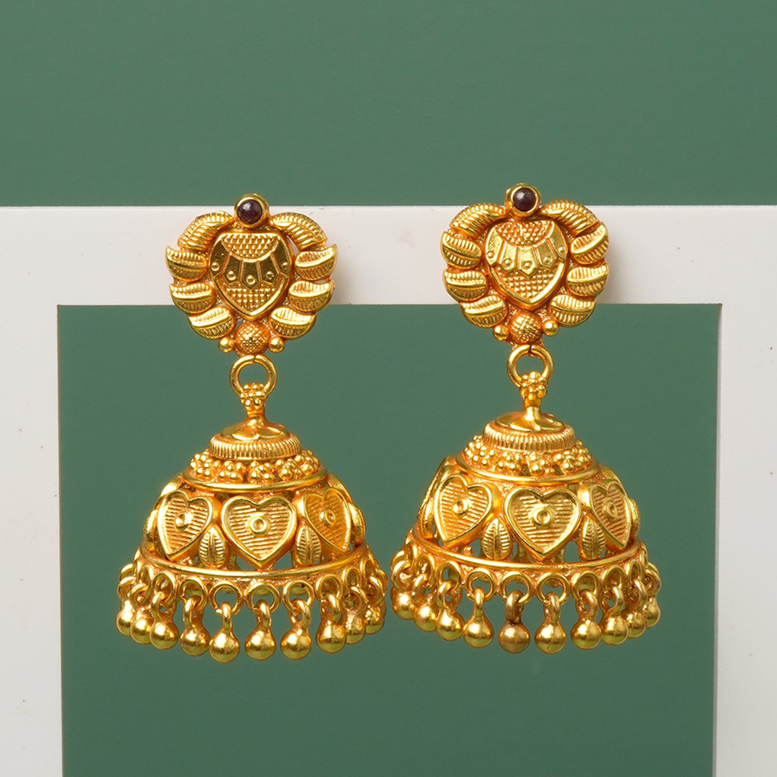 Gold plated silver jhumki traditional temple design