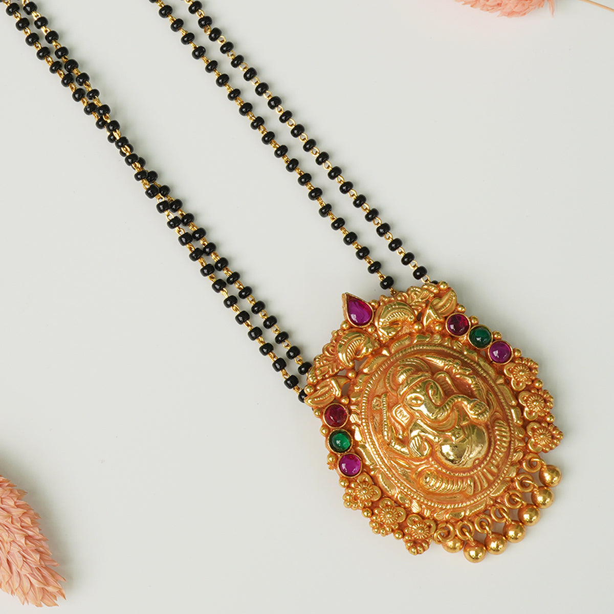 Gold plated silver mangalsutra ganesh pendant