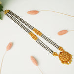 Gold plated silver mangalsutra peacock patti design