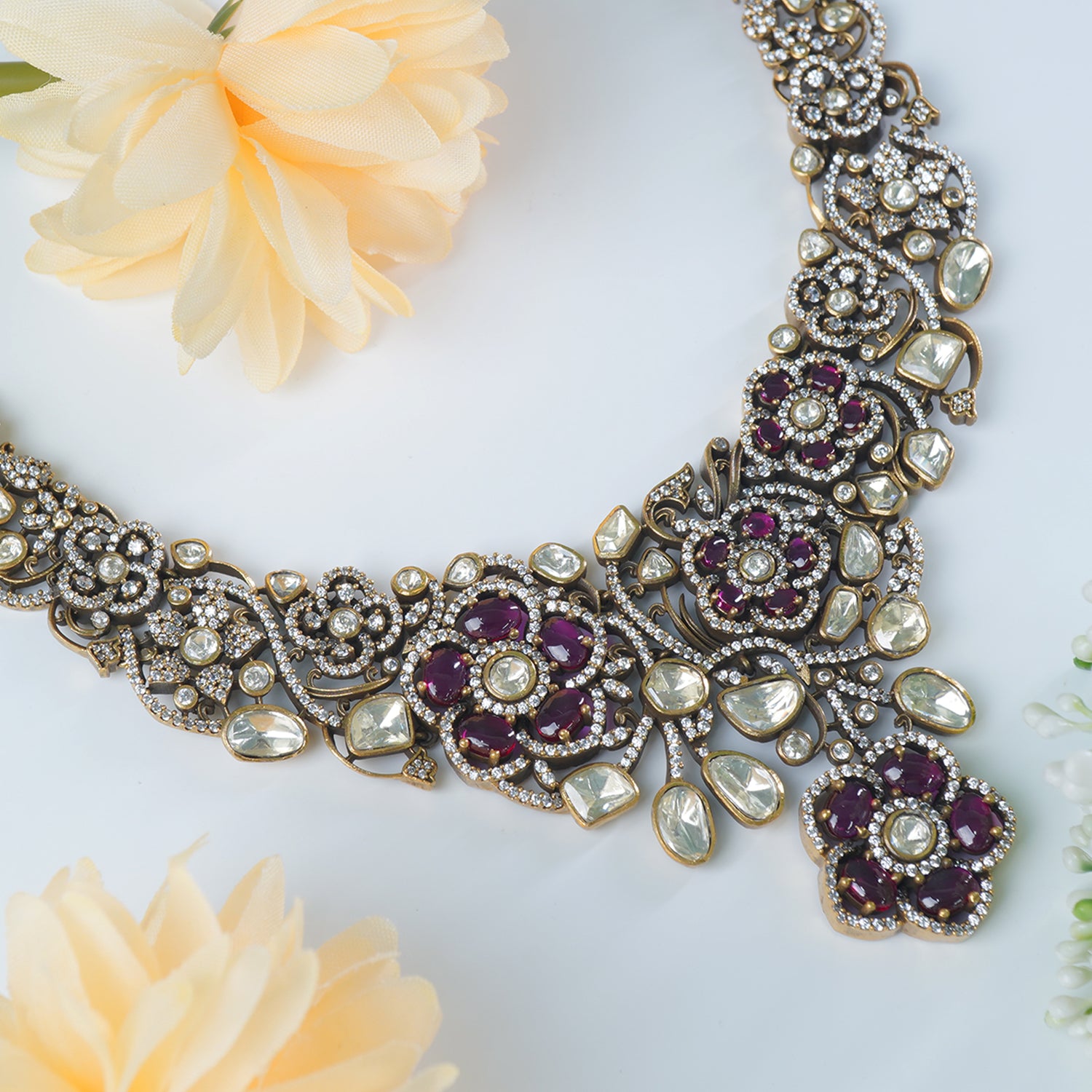 Gold plated silver moissanite necklace