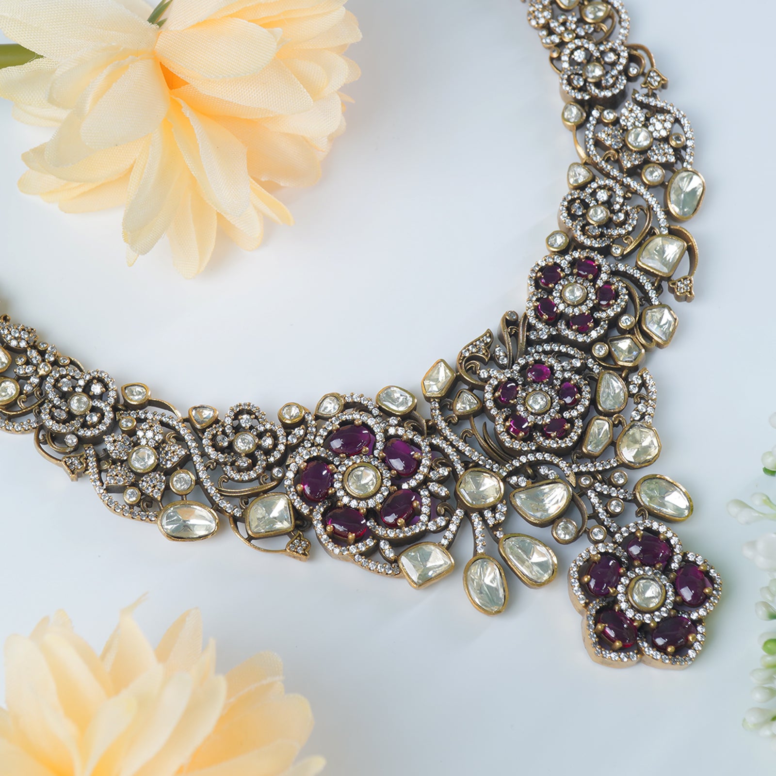 Gold plated silver moissanite necklace