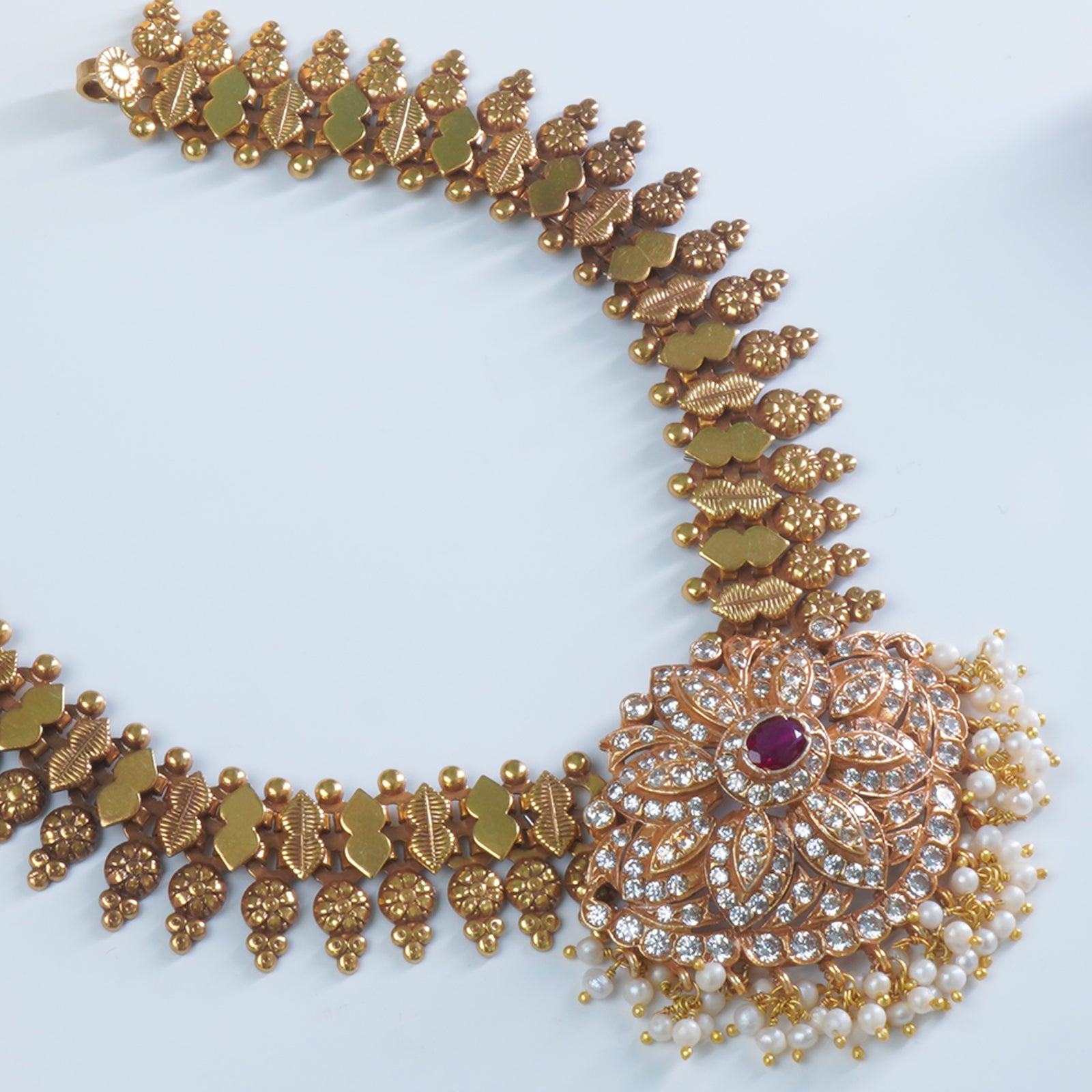 Gold plated silver tanmani necklace craftsmanship