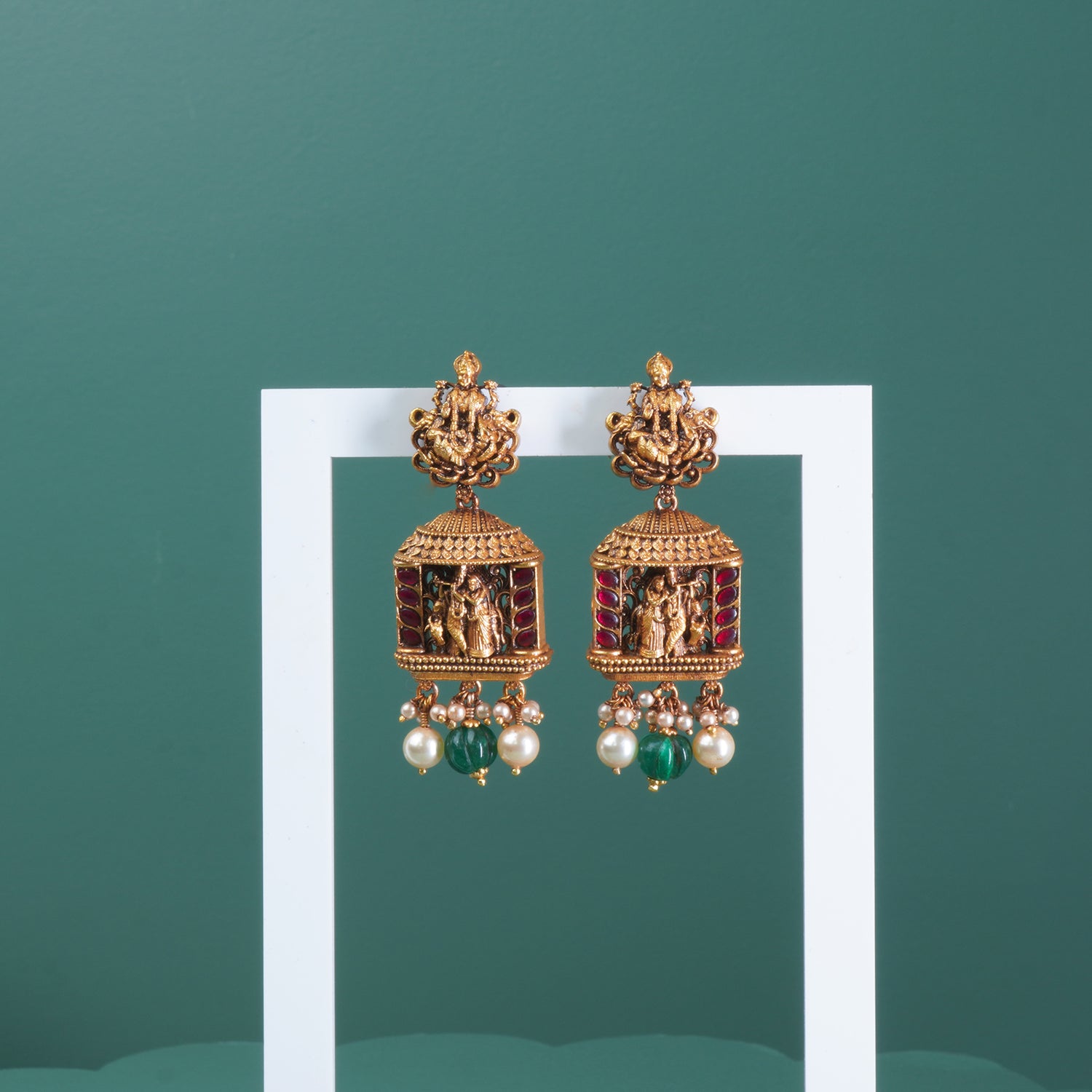 Gold plated silver temple jhumka nagas design