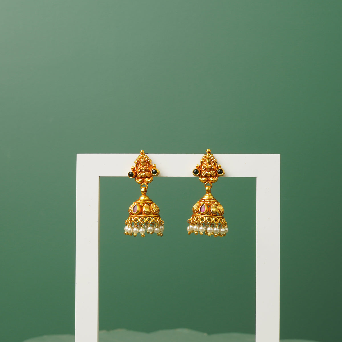 Gold plated silver temple jhumkas
