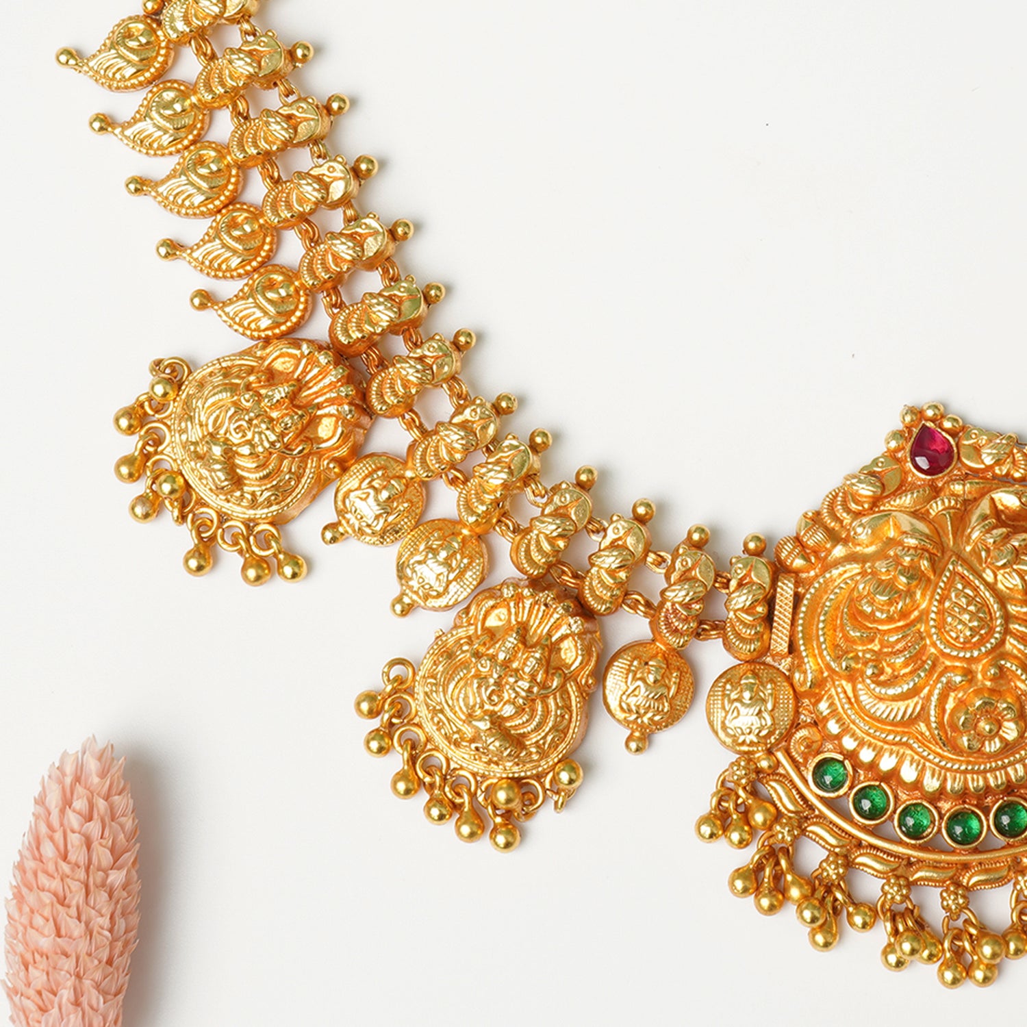 Gold plated silver temple necklace design